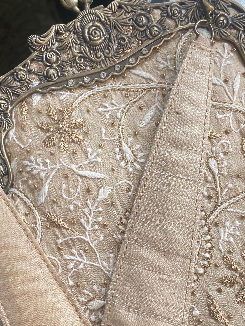 Beige Silk Potli