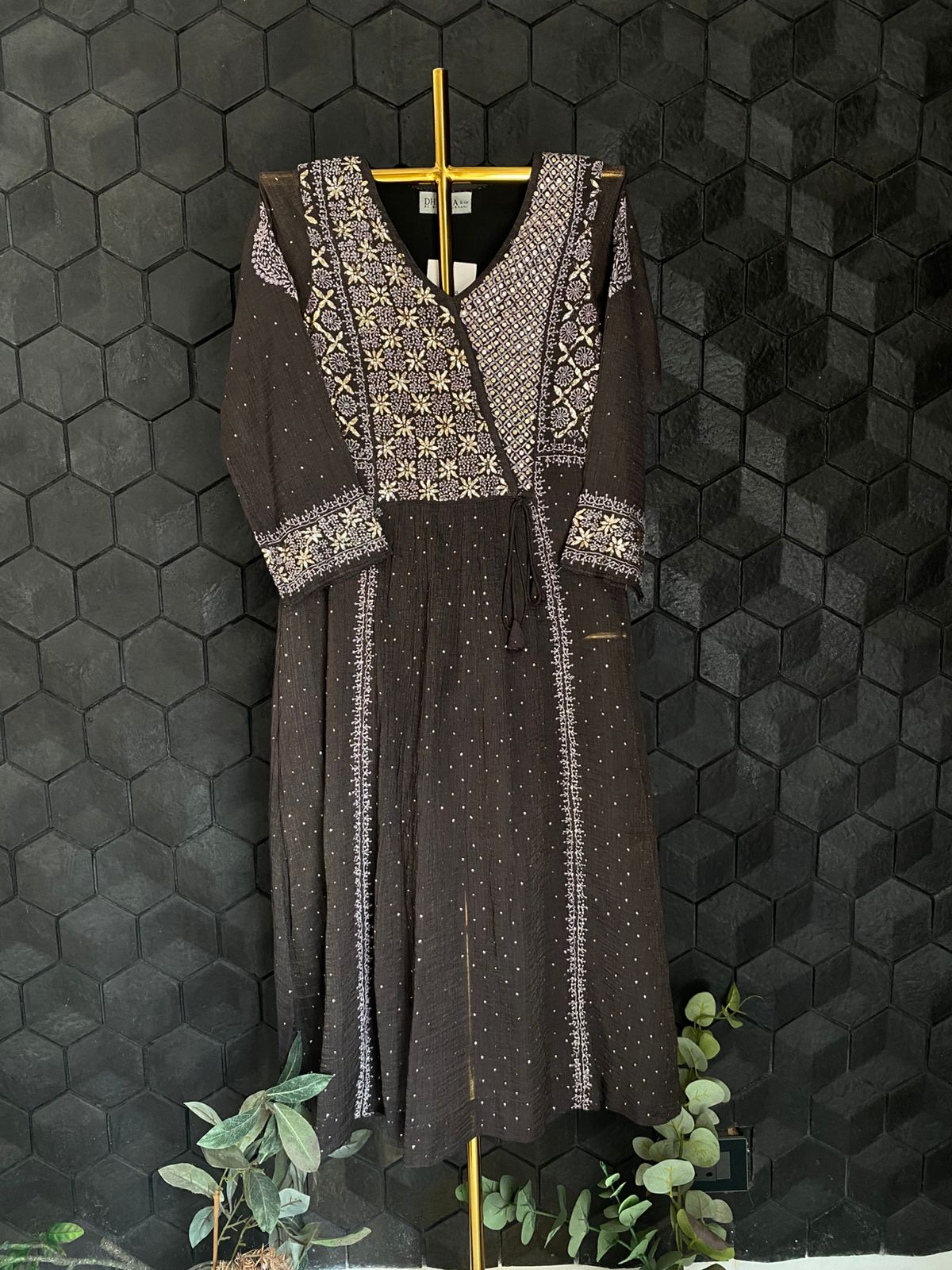 Black Tissue Chikankari & Mukaish Tunic