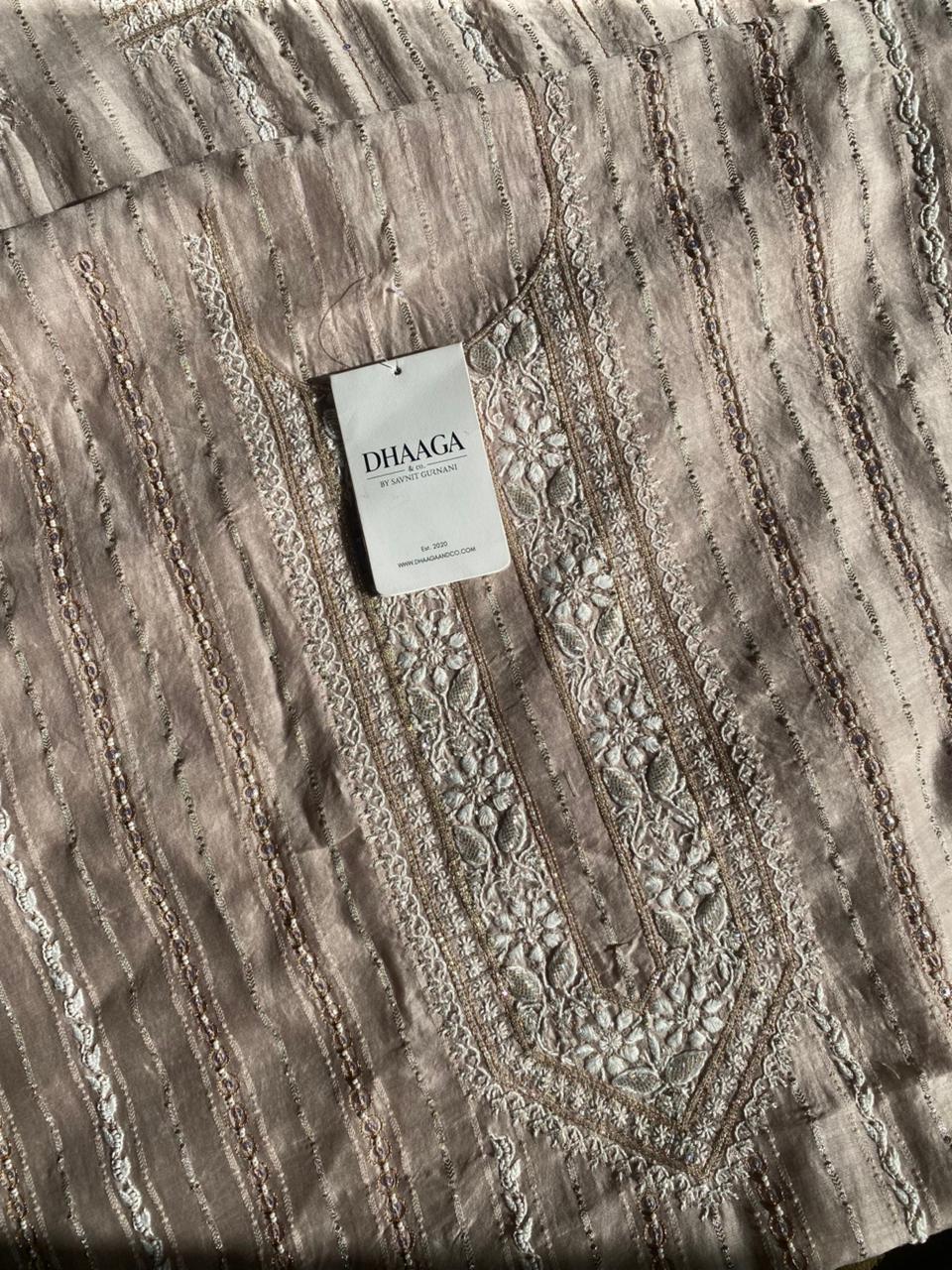 Brown Mul Chanderi Chikankari Mens Kurta