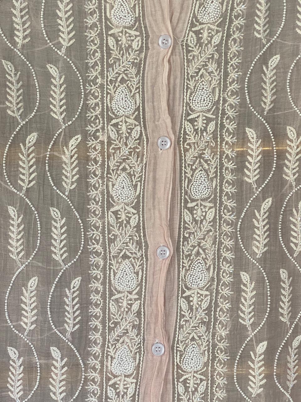 Pink Mul Chanderi Chikankari Co-ord Set