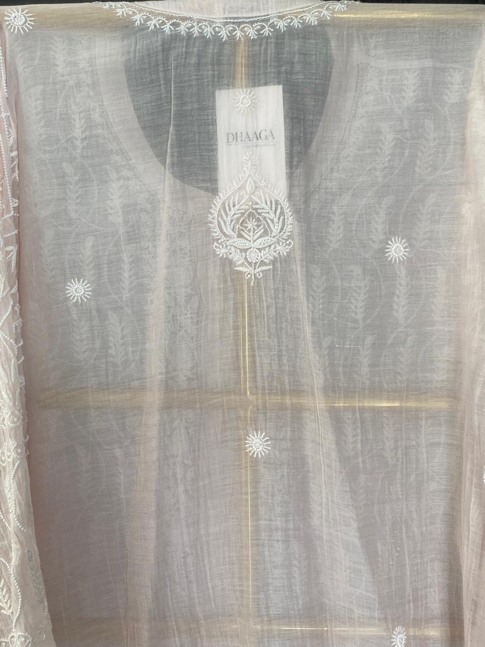 Pink Mul Chanderi Chikankari Co-ord Set