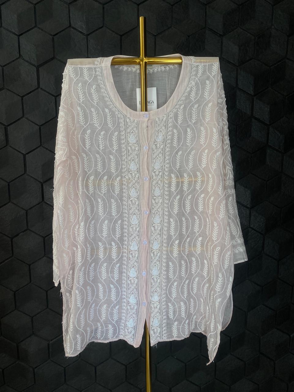 Pink Mul Chanderi Chikankari Co-ord Set