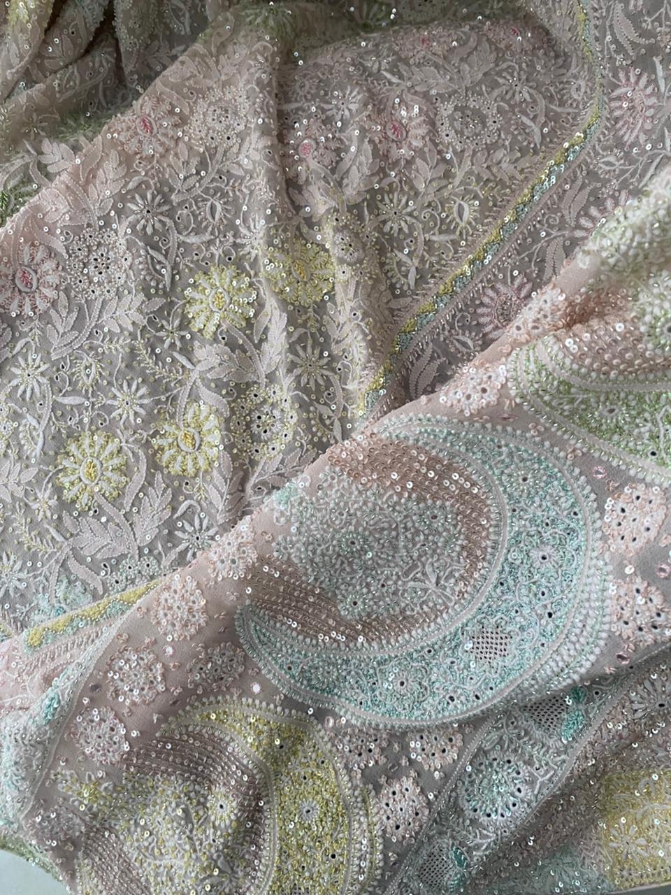 Onion Pink Georgette Chikankari Lehenga Set