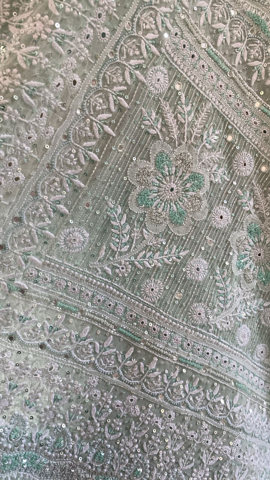Sea Green Georgette Chikankari Lehenga Set