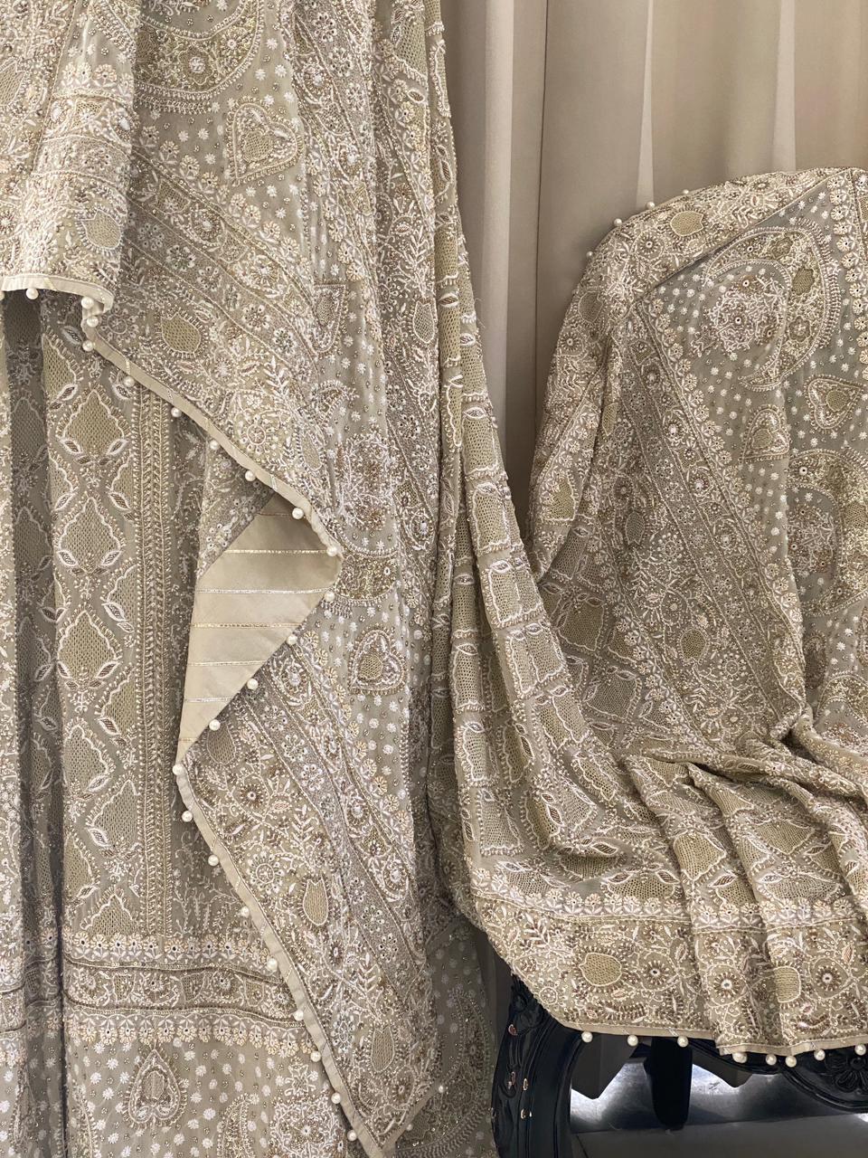 Sage Green Georgette Chikankari Lehenga Set