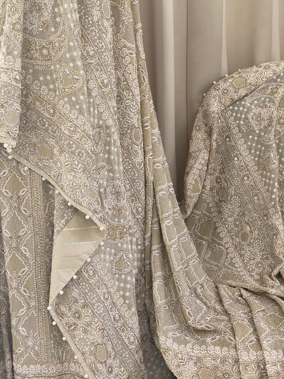 Sage Green Georgette Chikankari Lehenga Set