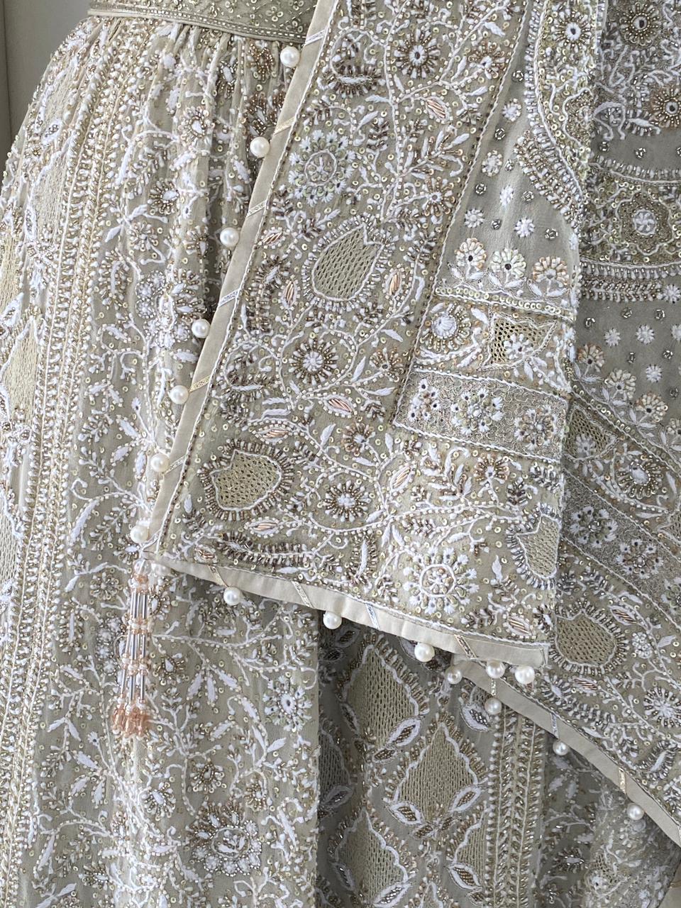 Sage Green Georgette Chikankari Lehenga Set