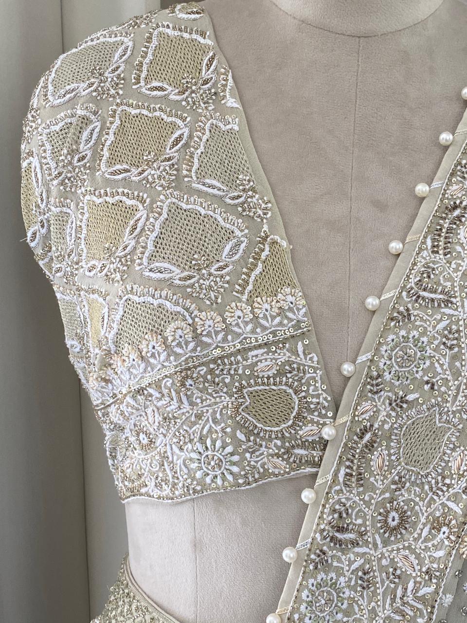 Sage Green Georgette Chikankari Lehenga Set