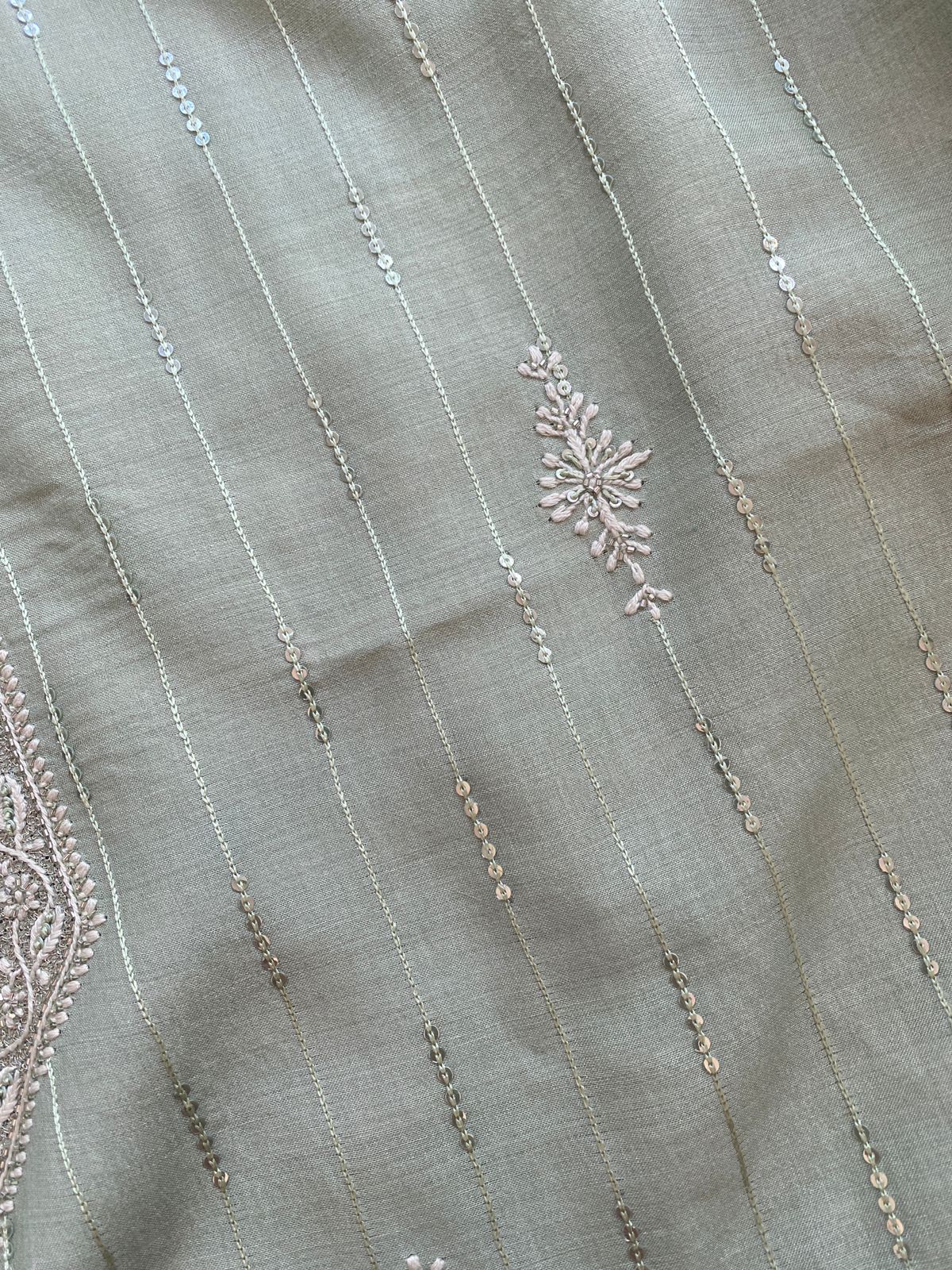 Green Moonga Silk Chikankari Mens Kurta