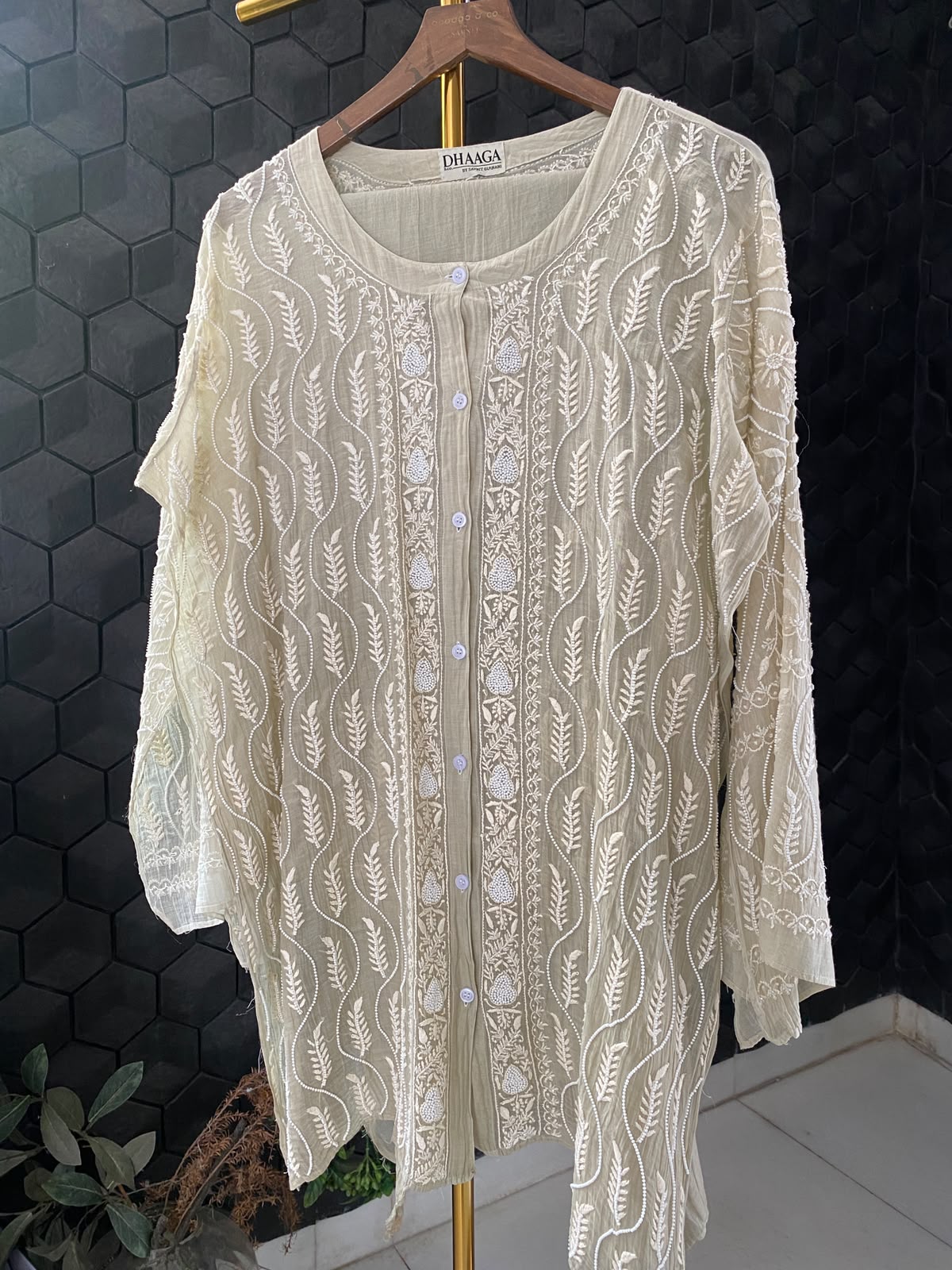 Sage Green Mul Chanderi Chikankari Co-ord set