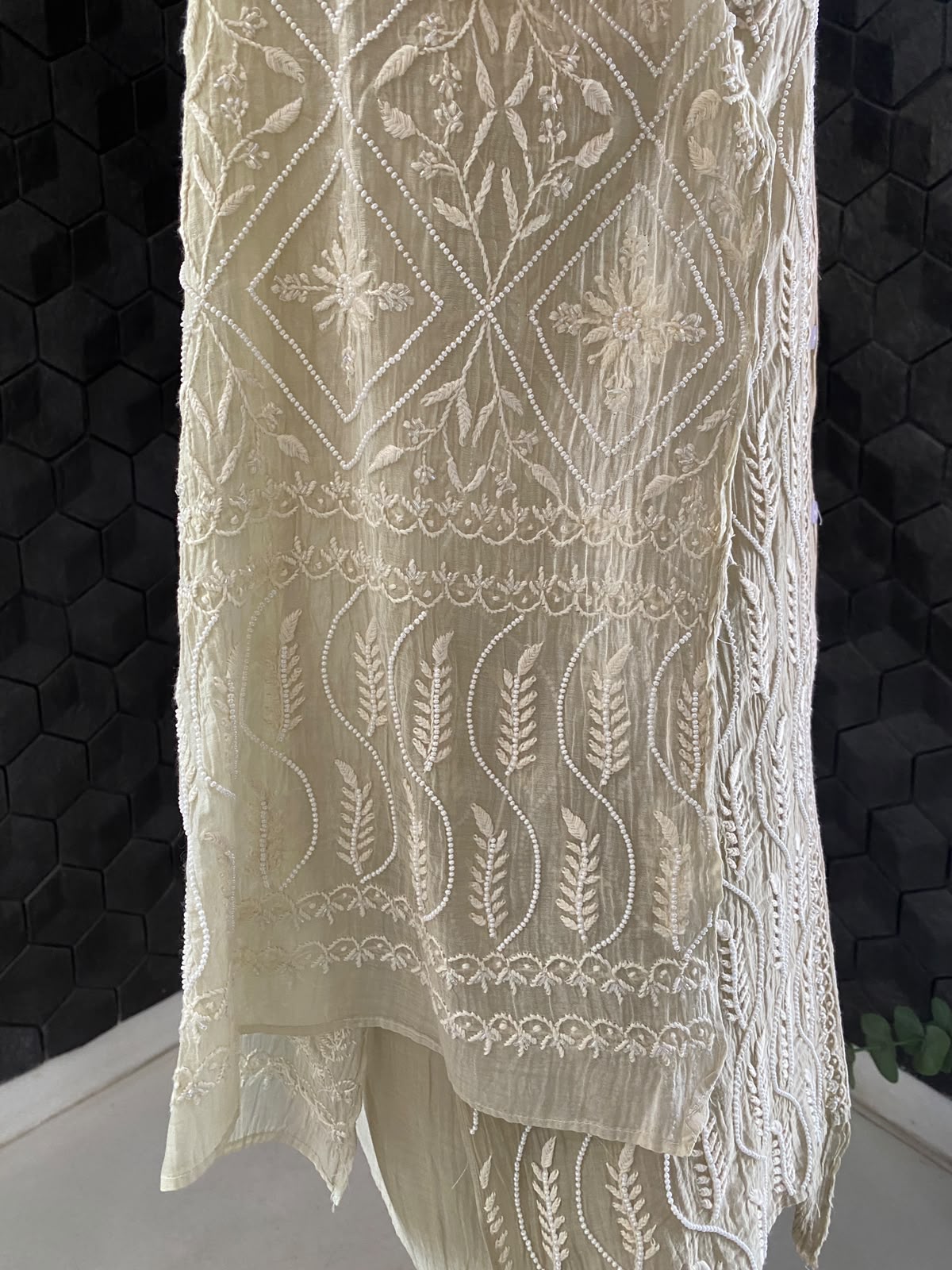Sage Green Mul Chanderi Chikankari Co-ord set