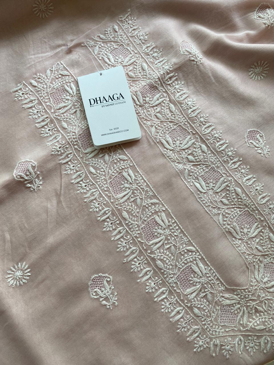 Pink Mul Chanderi fabric Mens Kurta