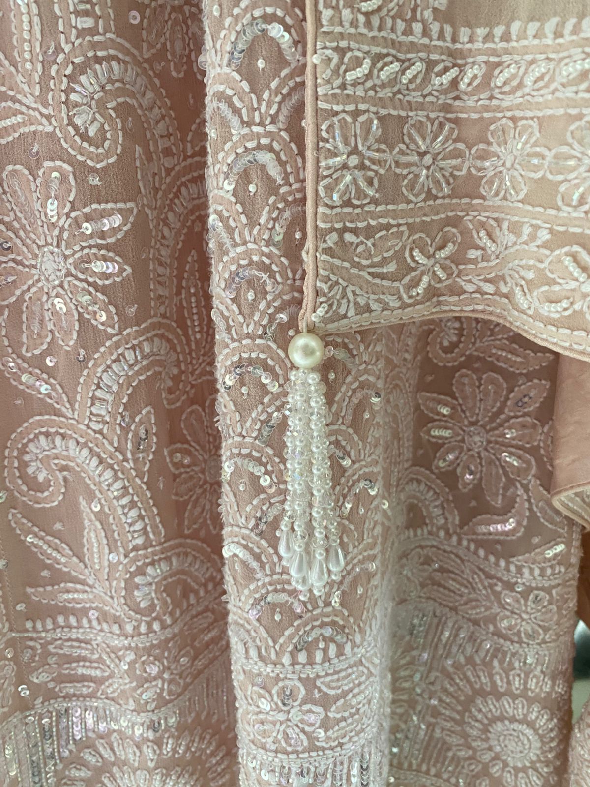 Pink Georgette Chikankari Anarkali Set