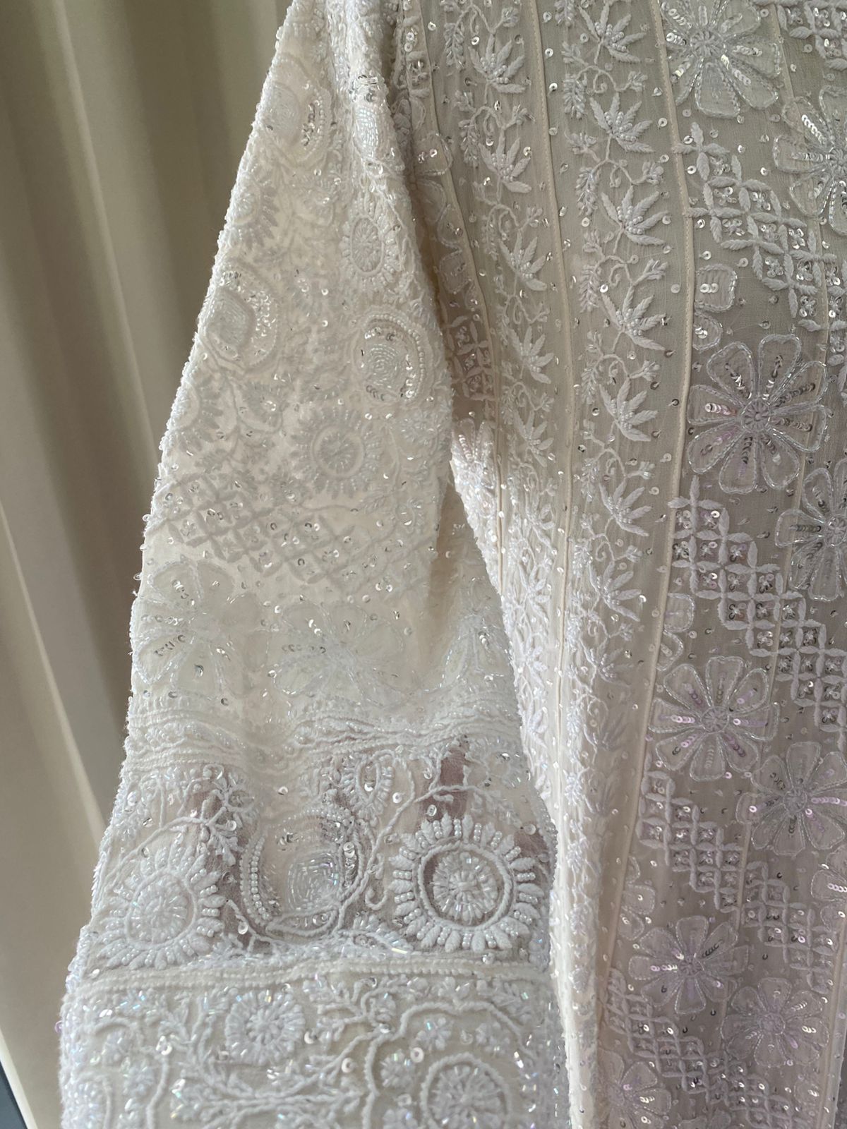 White Georgette Chikankari Anarkali Set