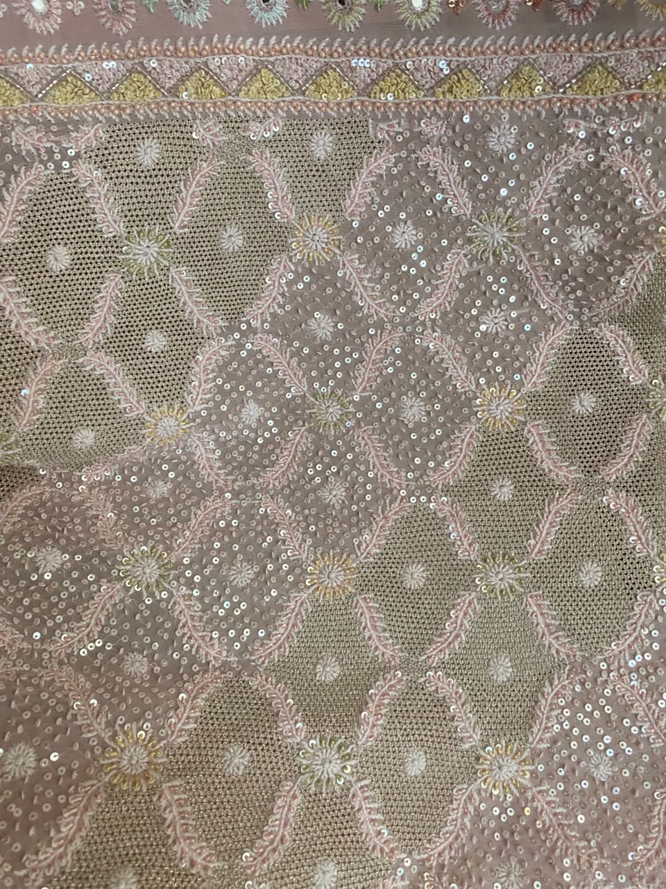 Pink georgette ek-taar chikankari dupatta