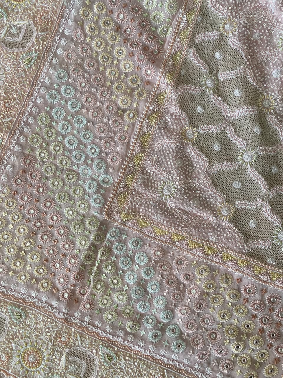 Pink georgette ek-taar chikankari dupatta