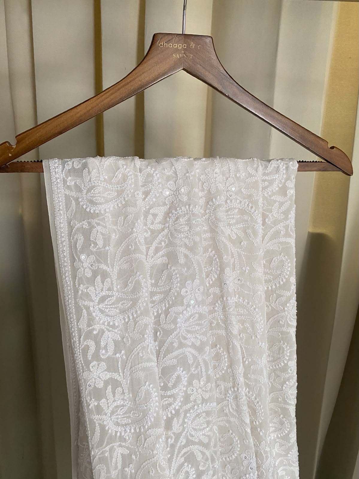 White Georgette Chikankari Dupatta