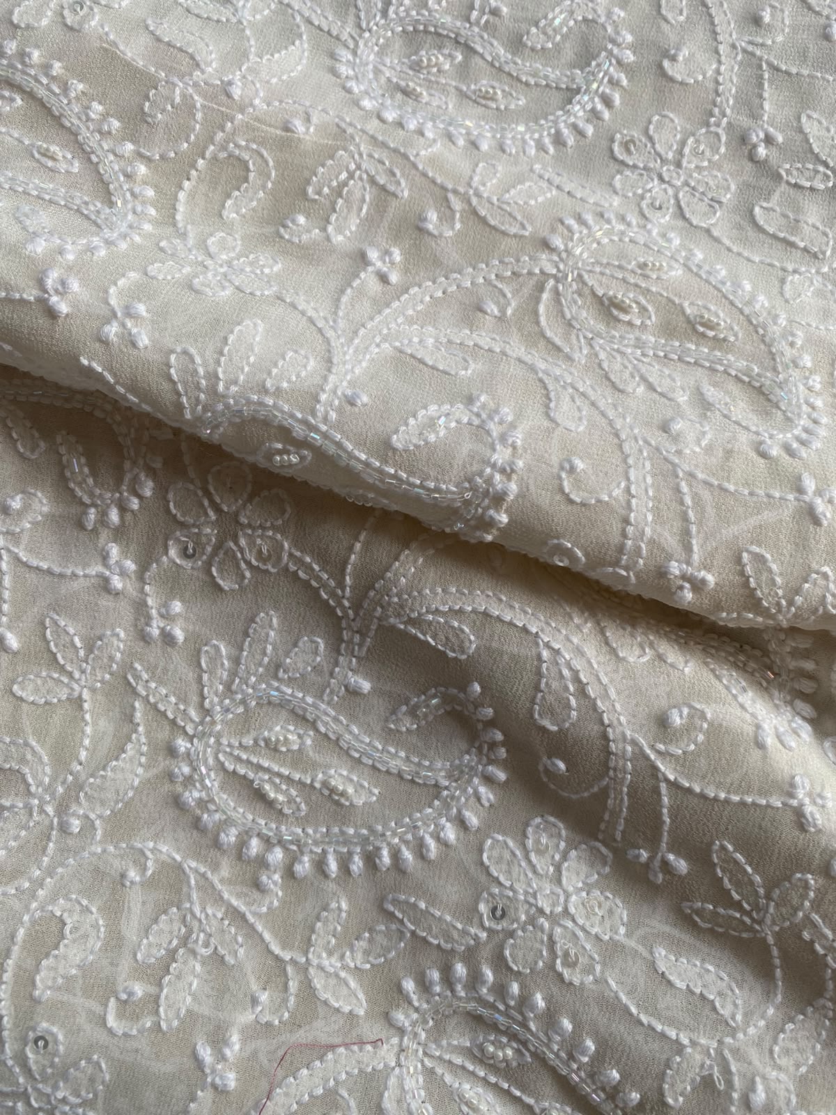 White Georgette Chikankari Dupatta