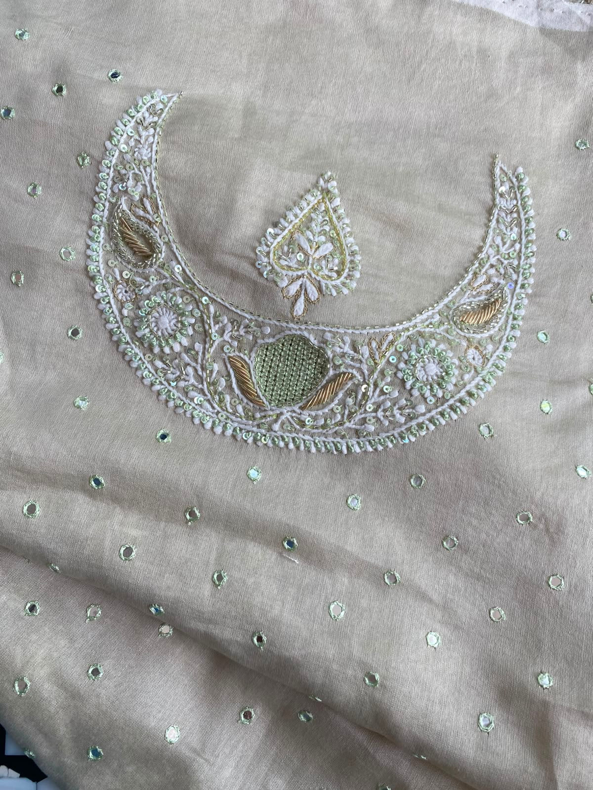 Green Chand Bali Motif Lehenga Set in Chanderi