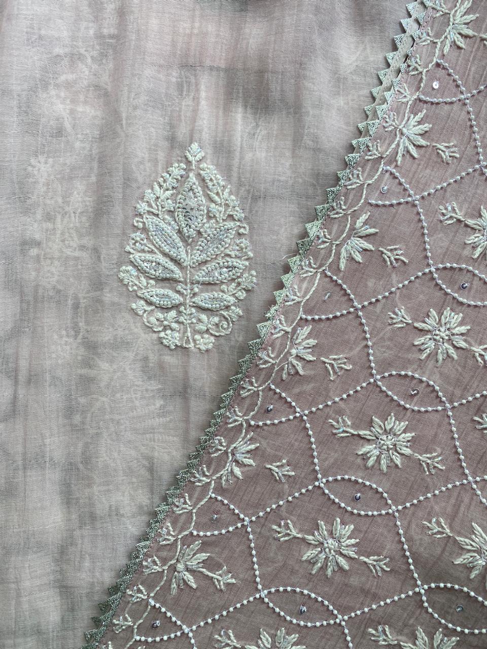 Lilac Mul Chanderi Chikankari Kurta Set with Heavy Dupatta