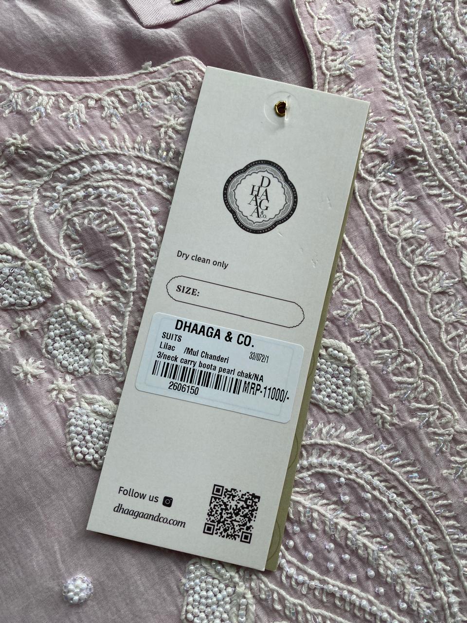 Lilac Mul Chanderi Chikankari Kurta Set