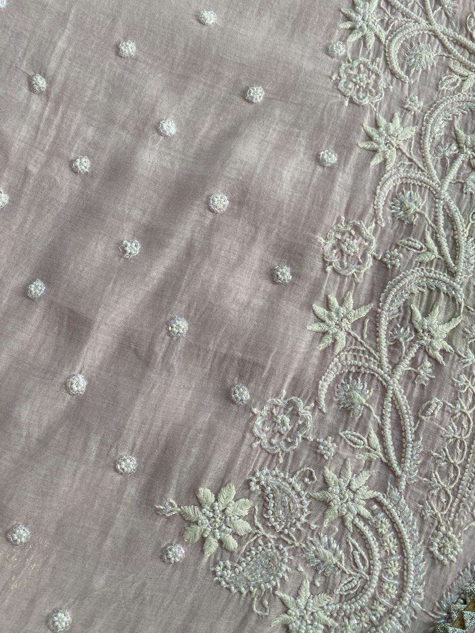 Lilac Mul Chanderi Chikankari Kurta Set