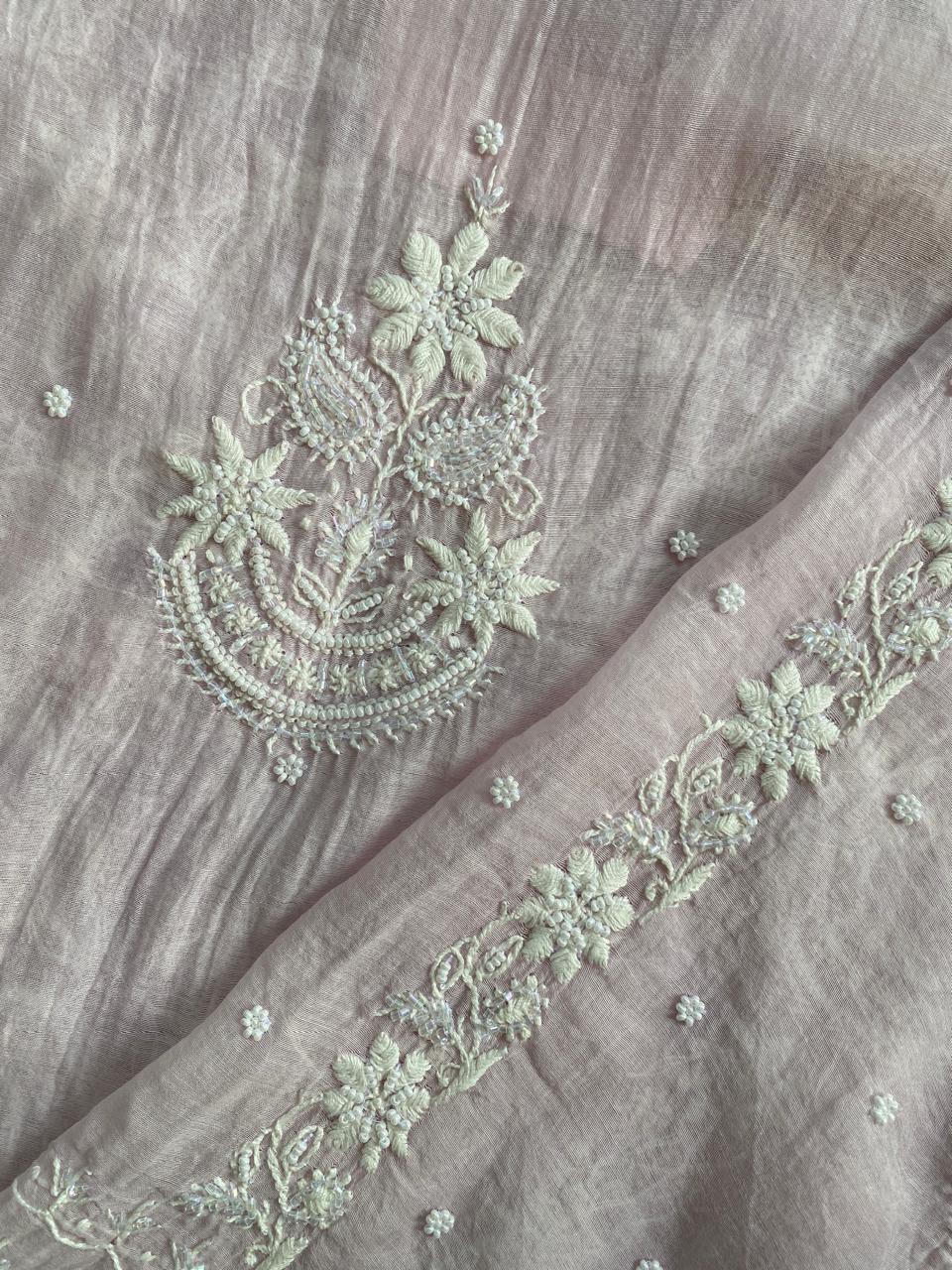 Lilac Mul Chanderi Chikankari Kurta Set