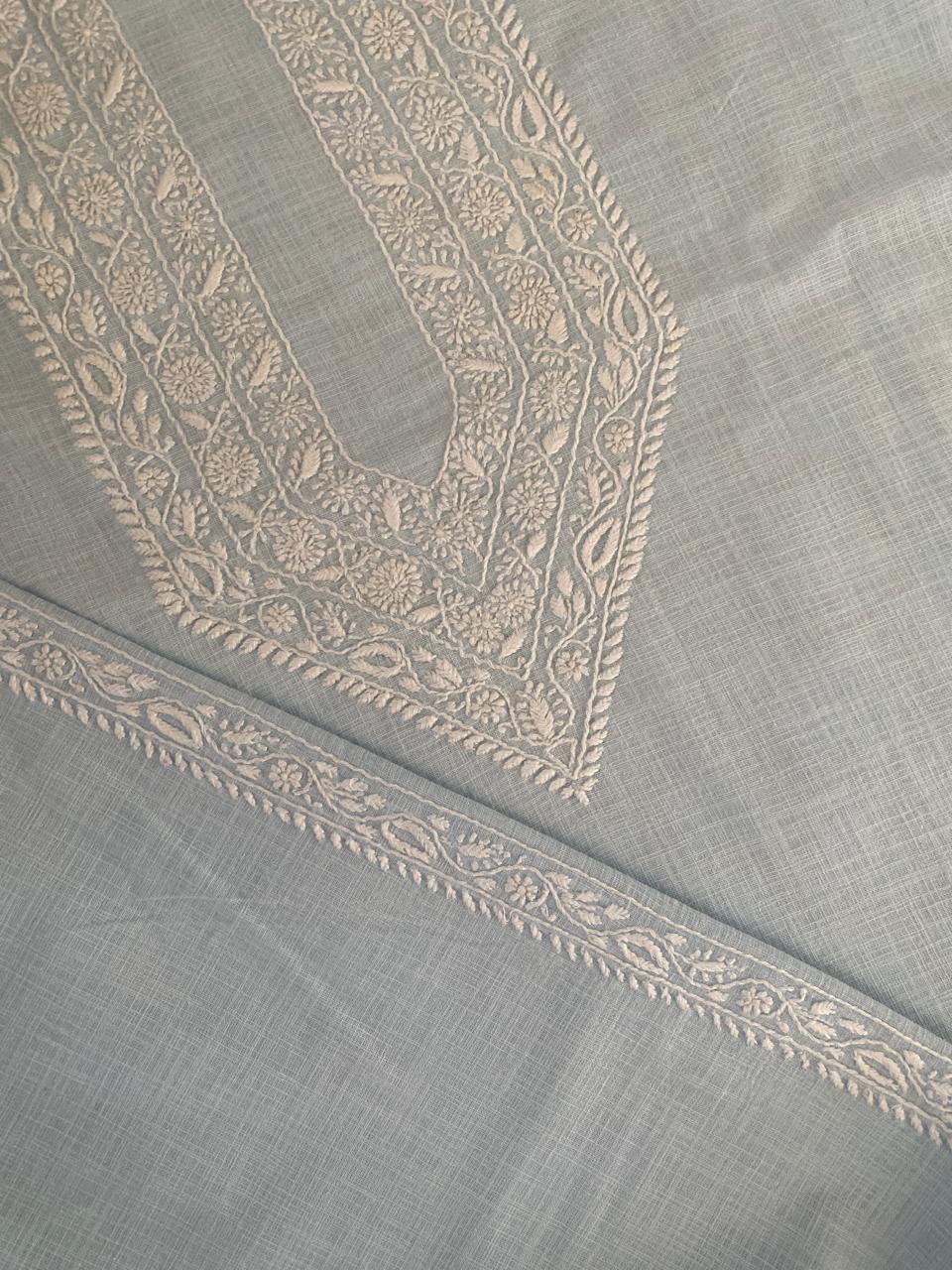 Sky Blue Soft Chanderi chikankari men’s kurta