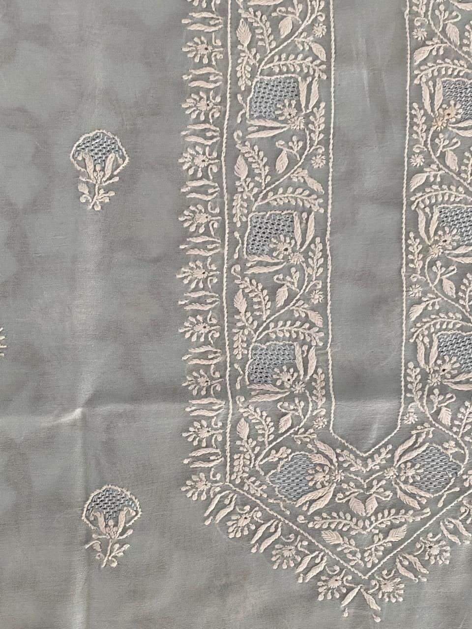 Sky Blue Mul Chanderi chikankari men’s kurta