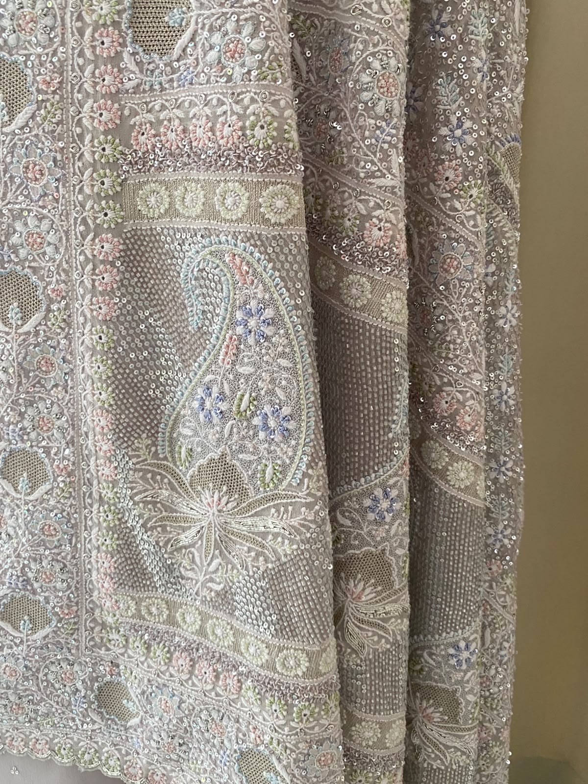 Lilac Georgette Anarkali Set with Embroidered Heavy Dupatta