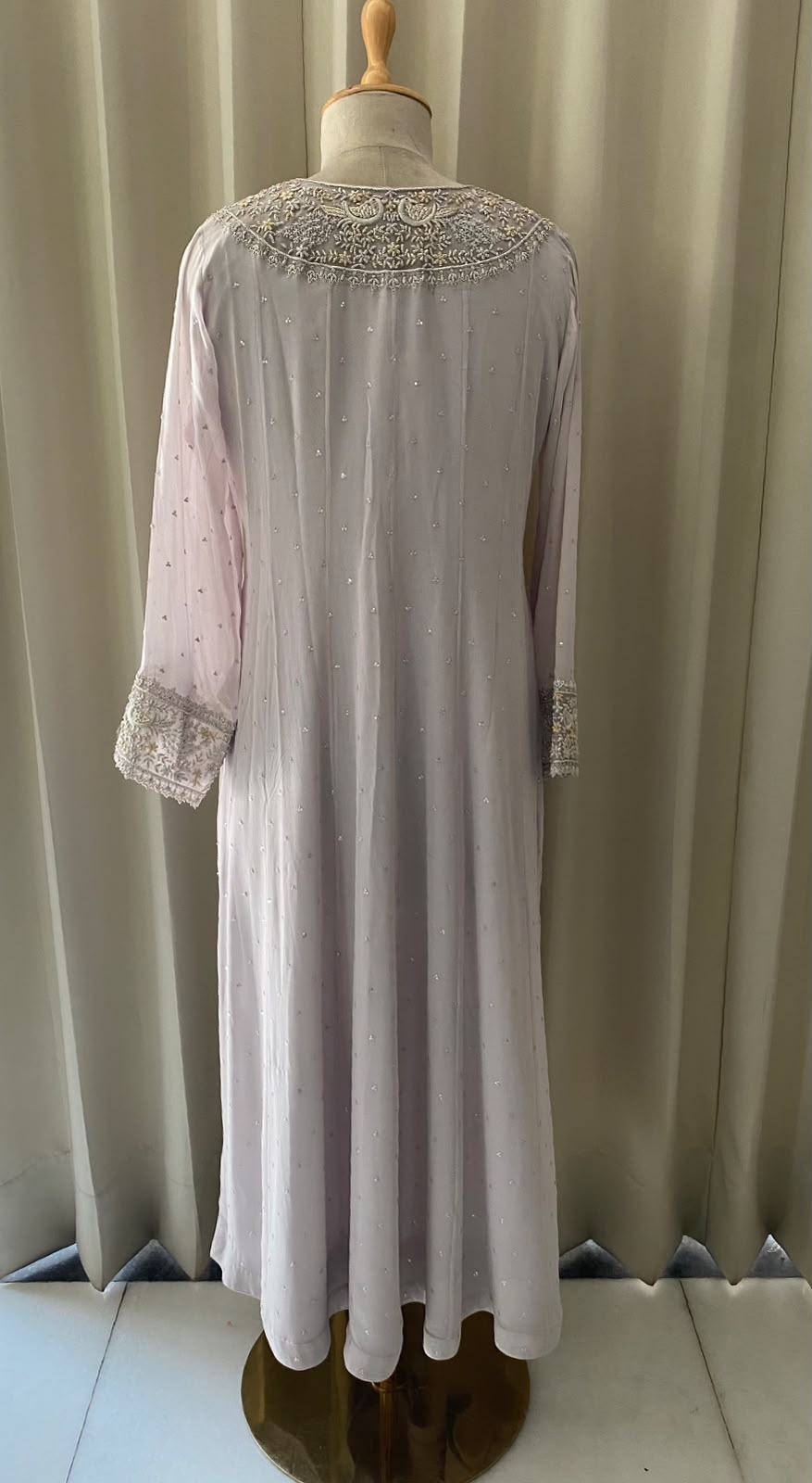 Lilac Georgette Anarkali Set with Embroidered Heavy Dupatta