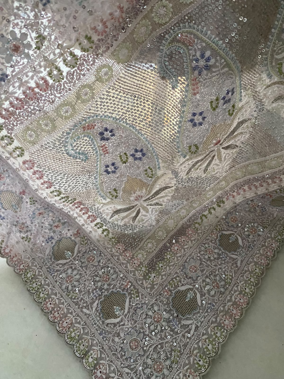 Lilac Georgette Anarkali Set with Embroidered Heavy Dupatta