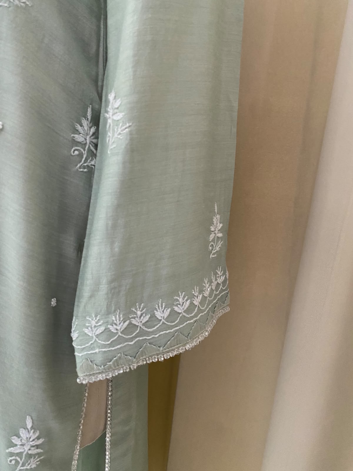 Sage Green Moonga Silk Kurta Set