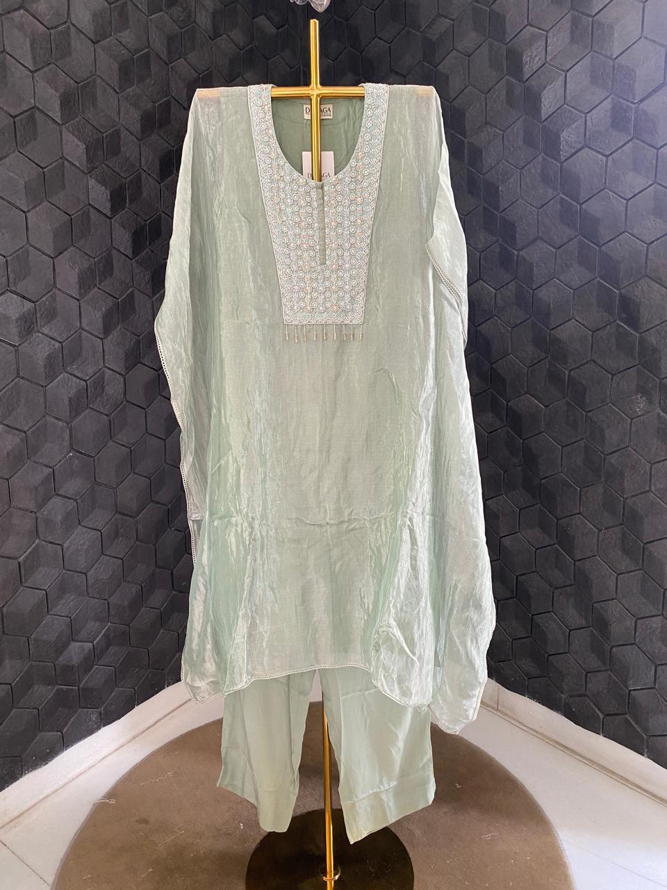 Sage Green Organza Kaftan