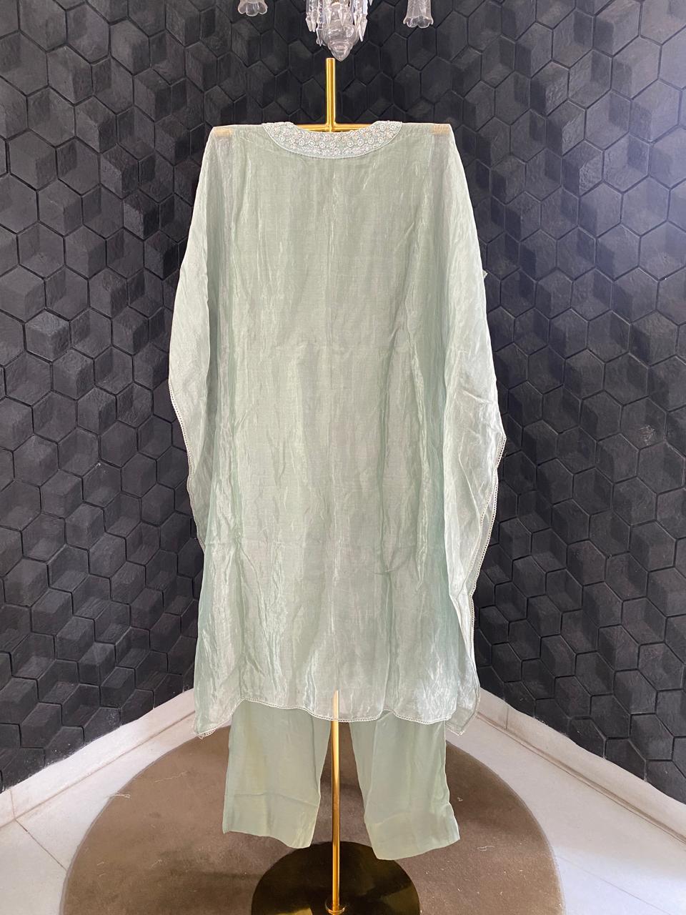 Sage Green Organza Kaftan
