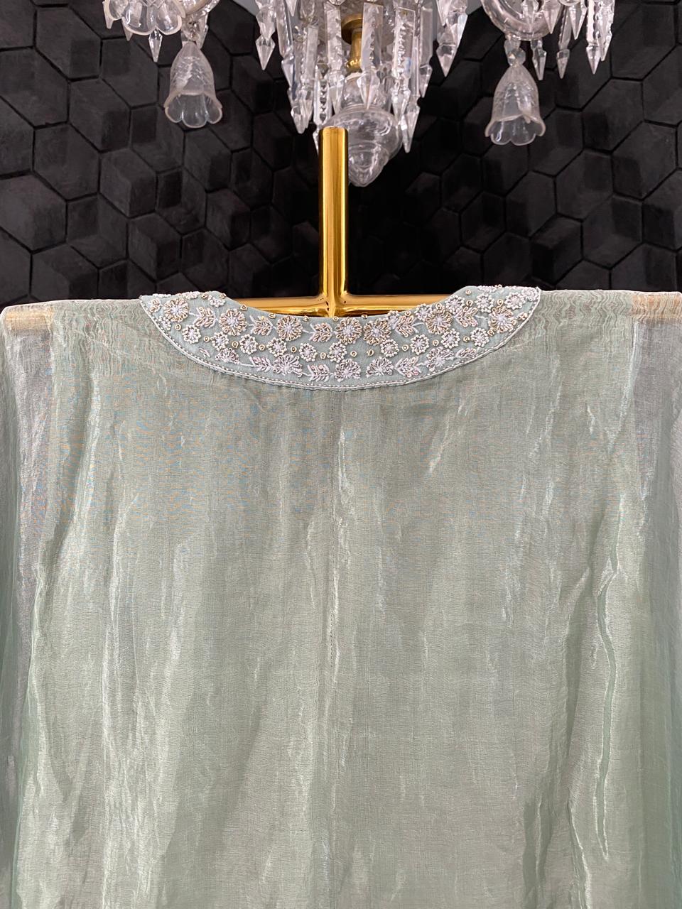 Sage Green Organza Kaftan