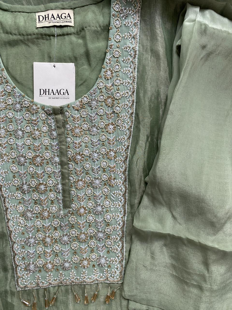 Sage Green Organza Kaftan