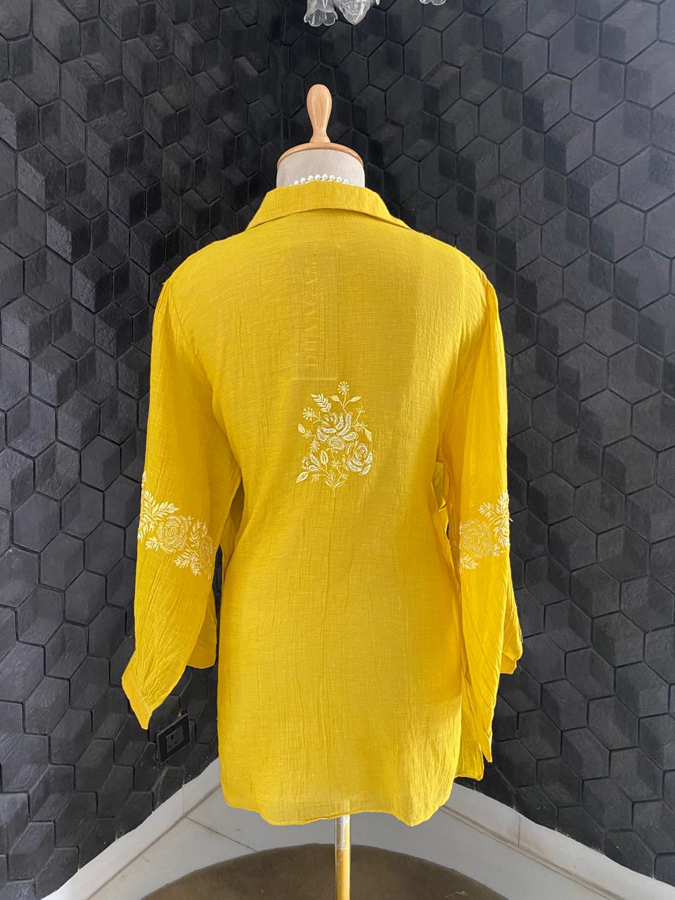 Yellow Golden Tissue Chikankari Co-ord Set
