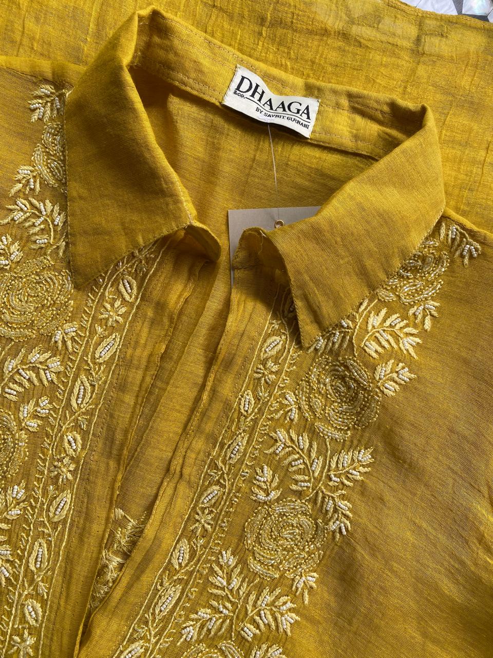 Yellow Golden Tissue Chikankari Co-ord Set