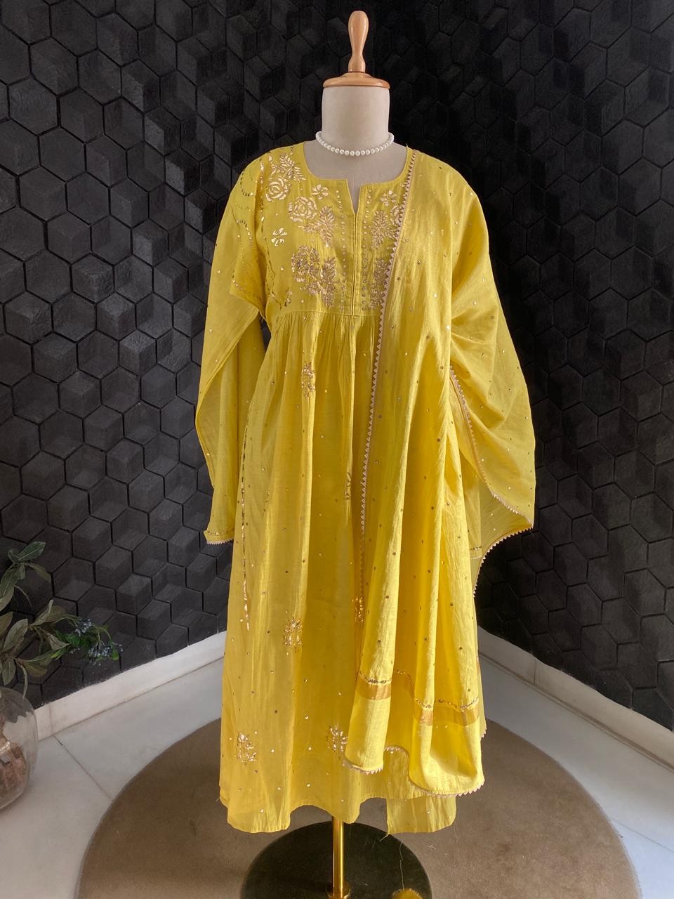 Golden Tissue Kurta Set