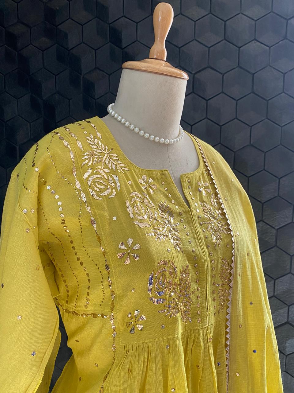 Golden Tissue Kurta Set