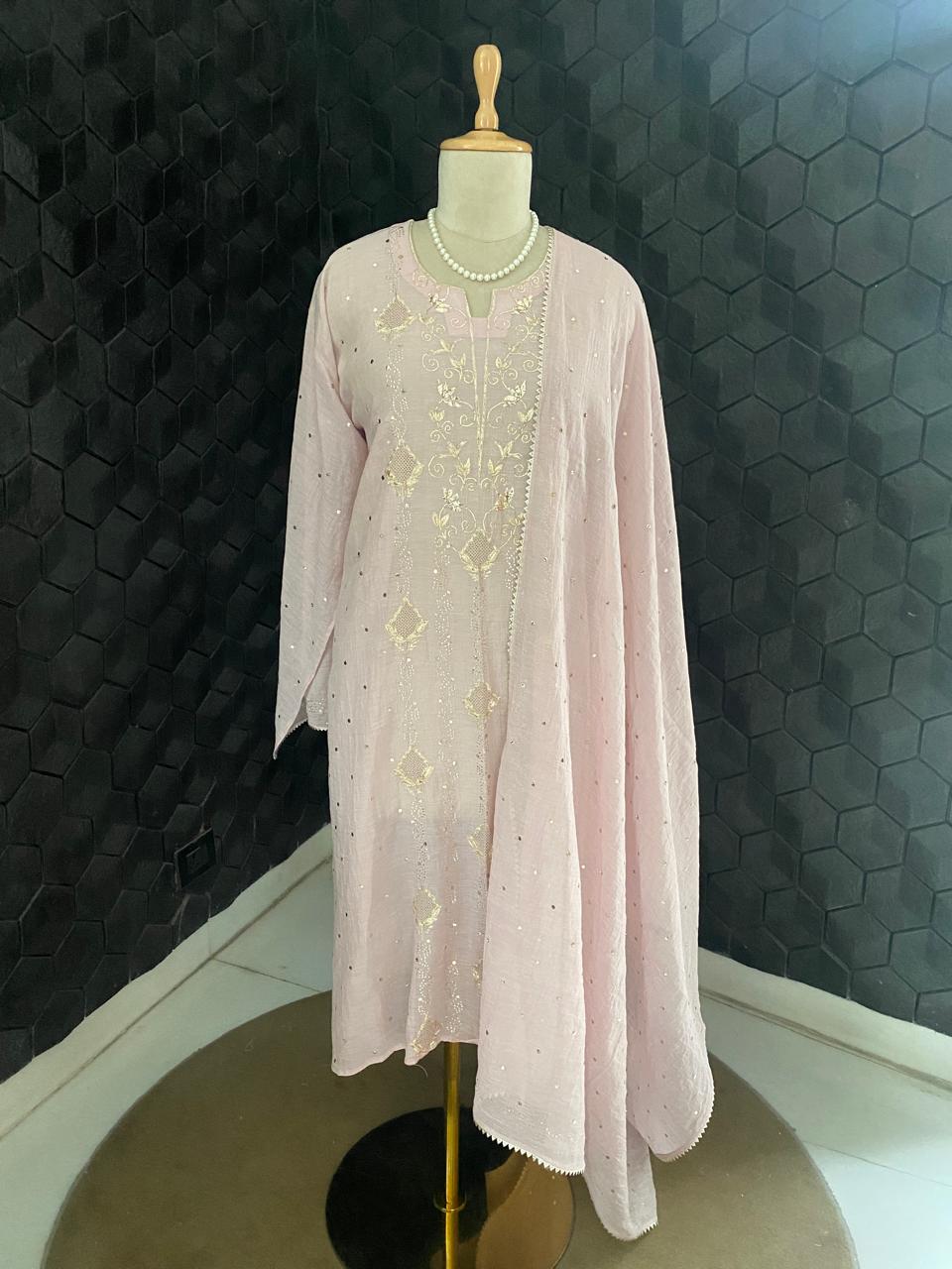 Lilac Golden tissue Mukaish and Kamdani kurta set