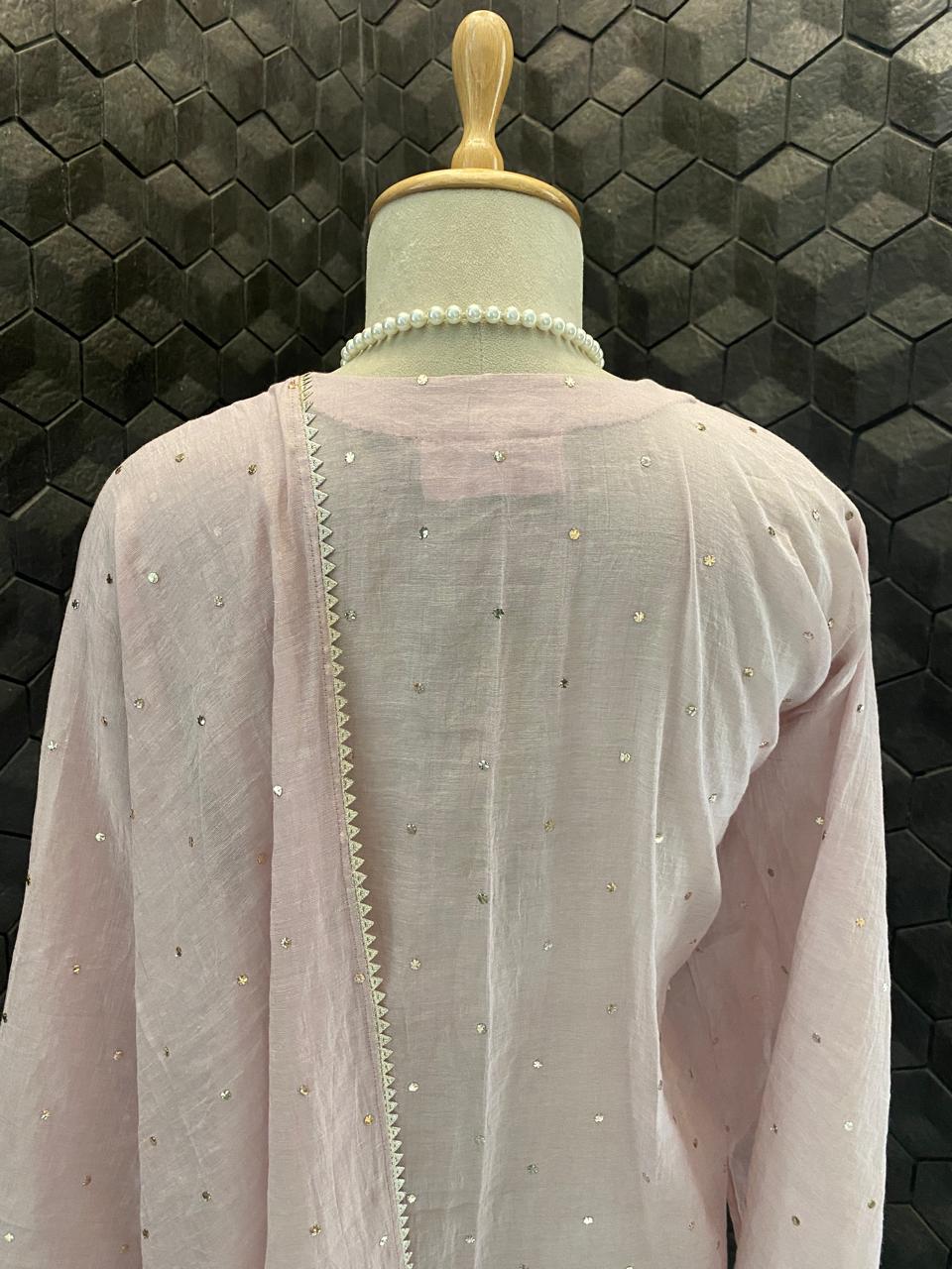 Lilac Golden tissue Mukaish and Kamdani kurta set