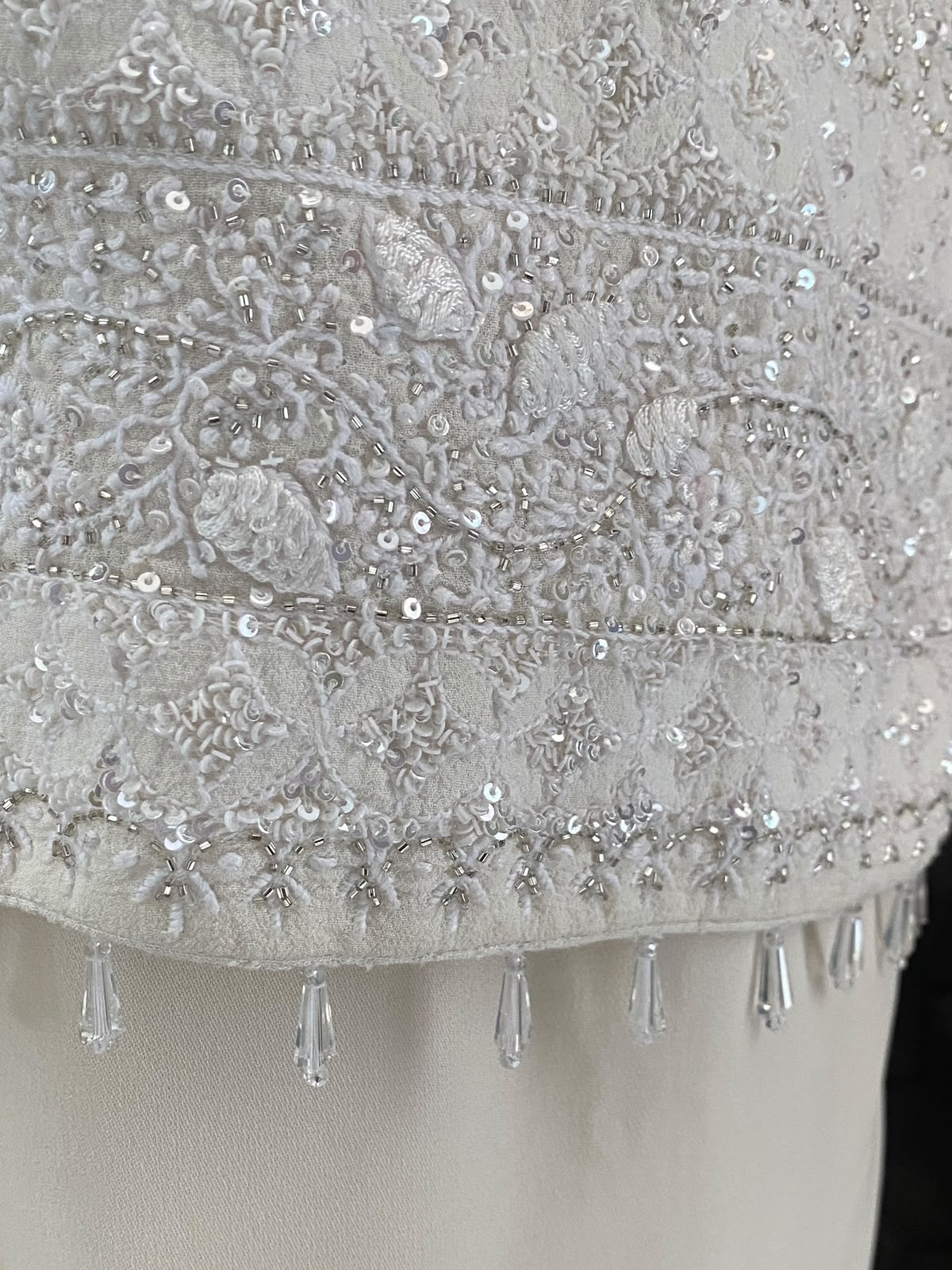 White georgette Chikankari gilet-set