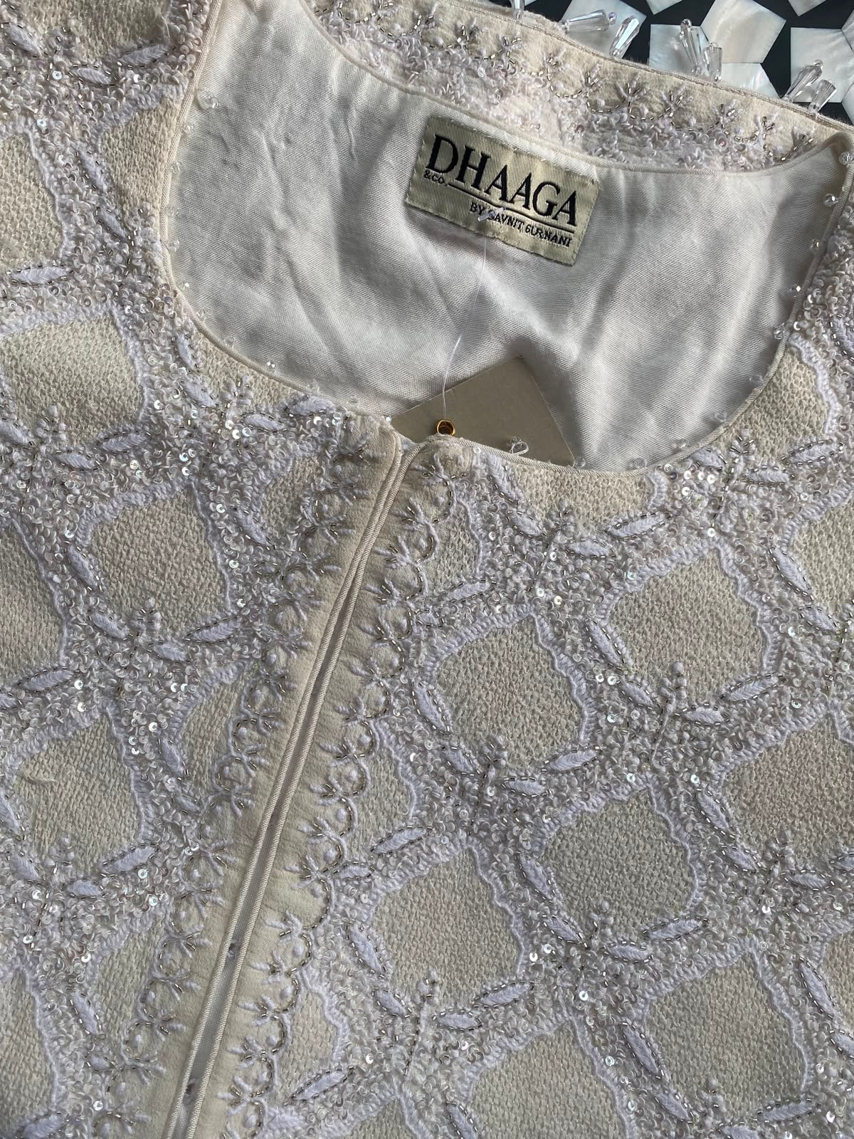 White georgette Chikankari gilet-set
