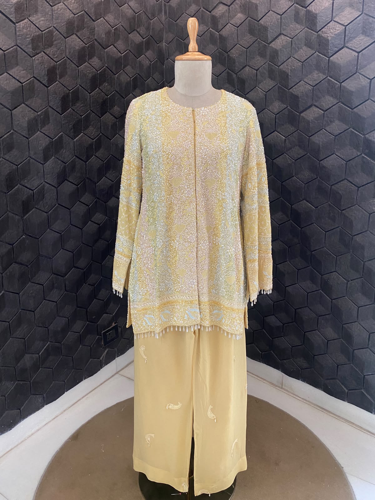 yellow georgette co-ord set