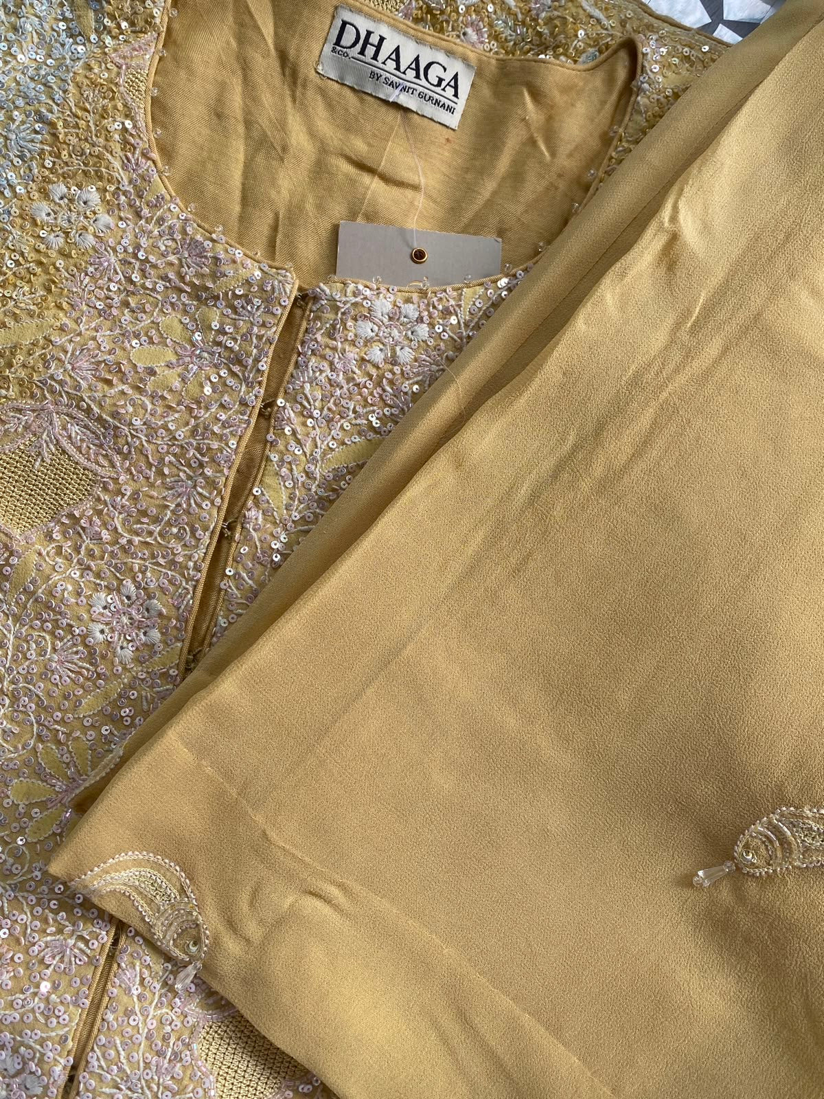 yellow georgette co-ord set