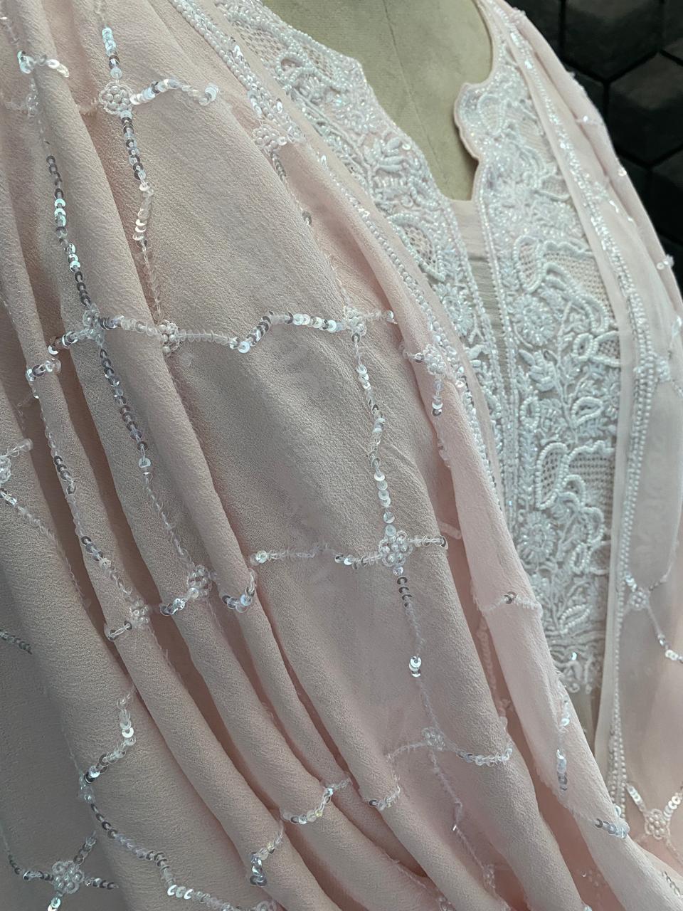 Pink georgette chikankari Kurta Set