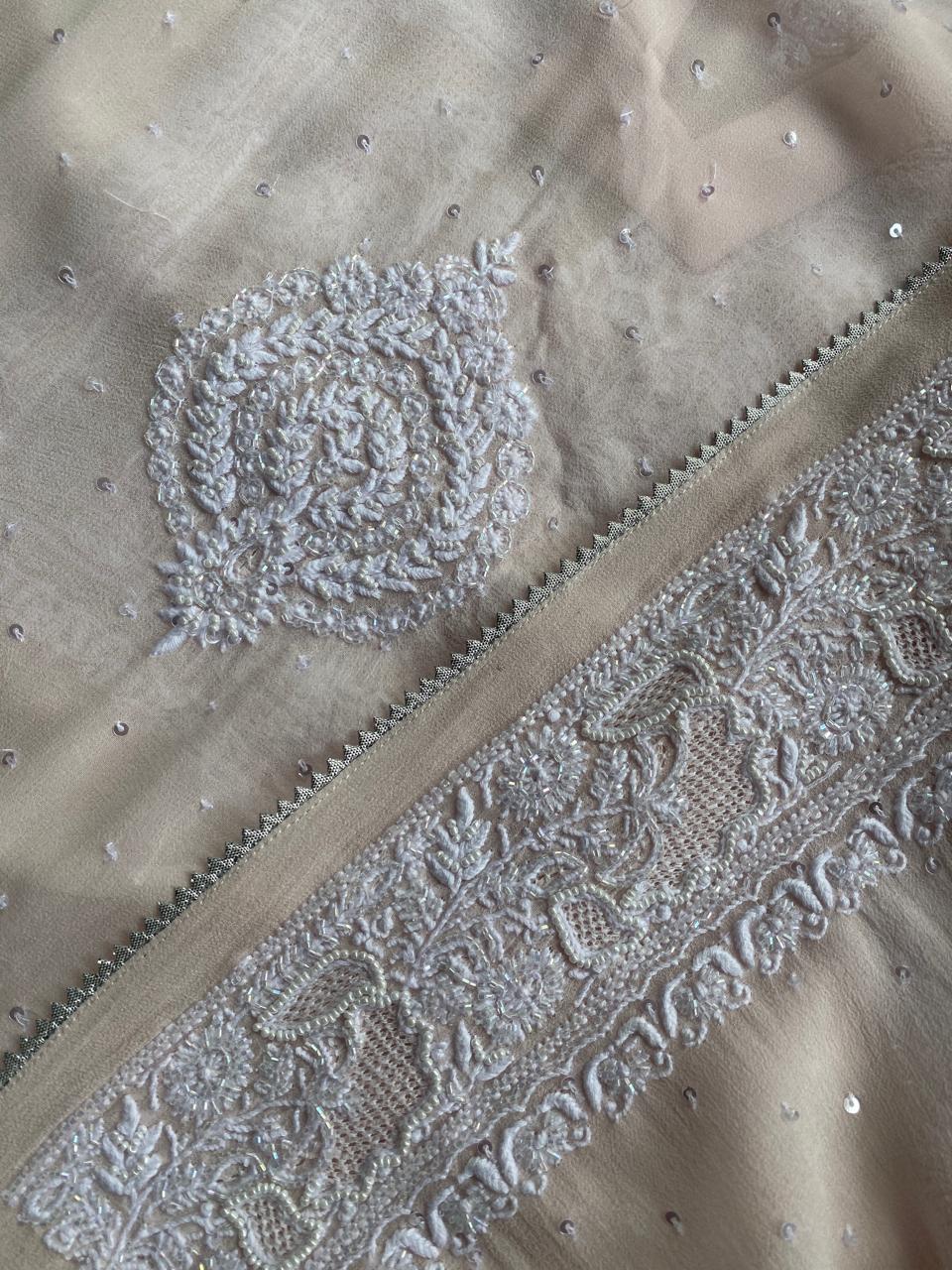 Pink georgette chikankari Kurta Set