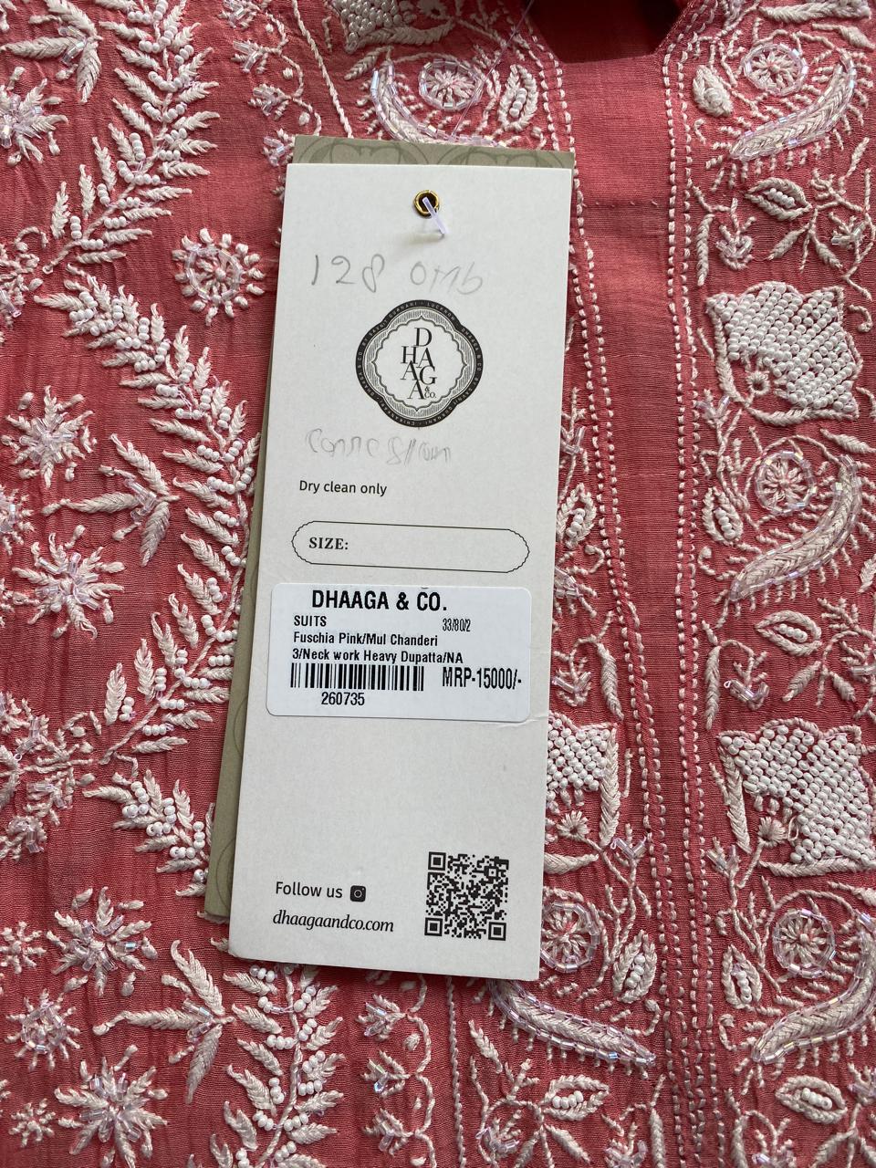 Pink Mul Chanderi Chikankari Kurta Set